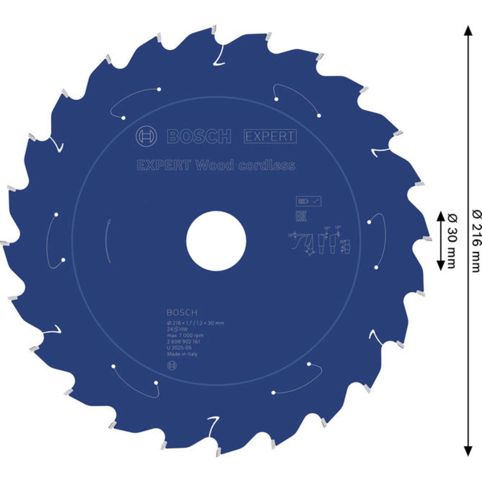 EXPERT Wood Kreissägeblatt, 216x1,7x30 mm, Z24, Zahnwinkel 5°