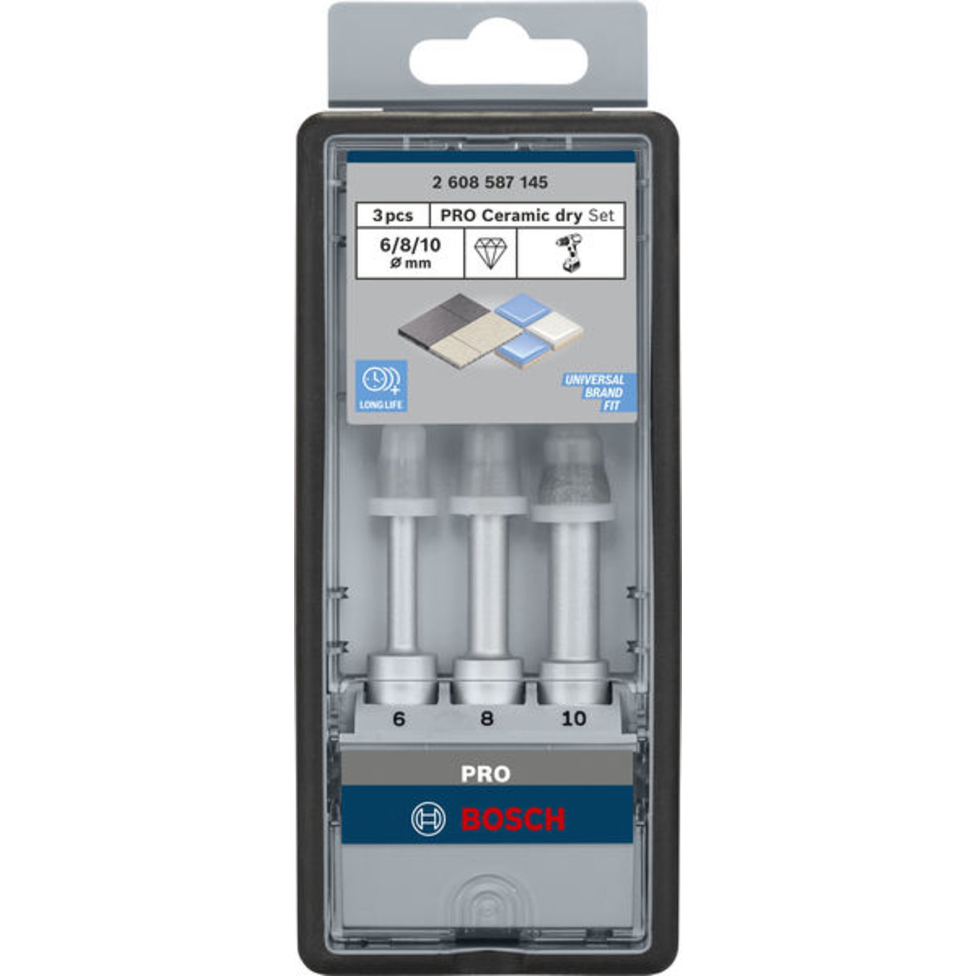 PRO Ceramic dry Bohrer-Set, 6 x 33, 8 x 33, 10 x 33 mm, 3-tlg.