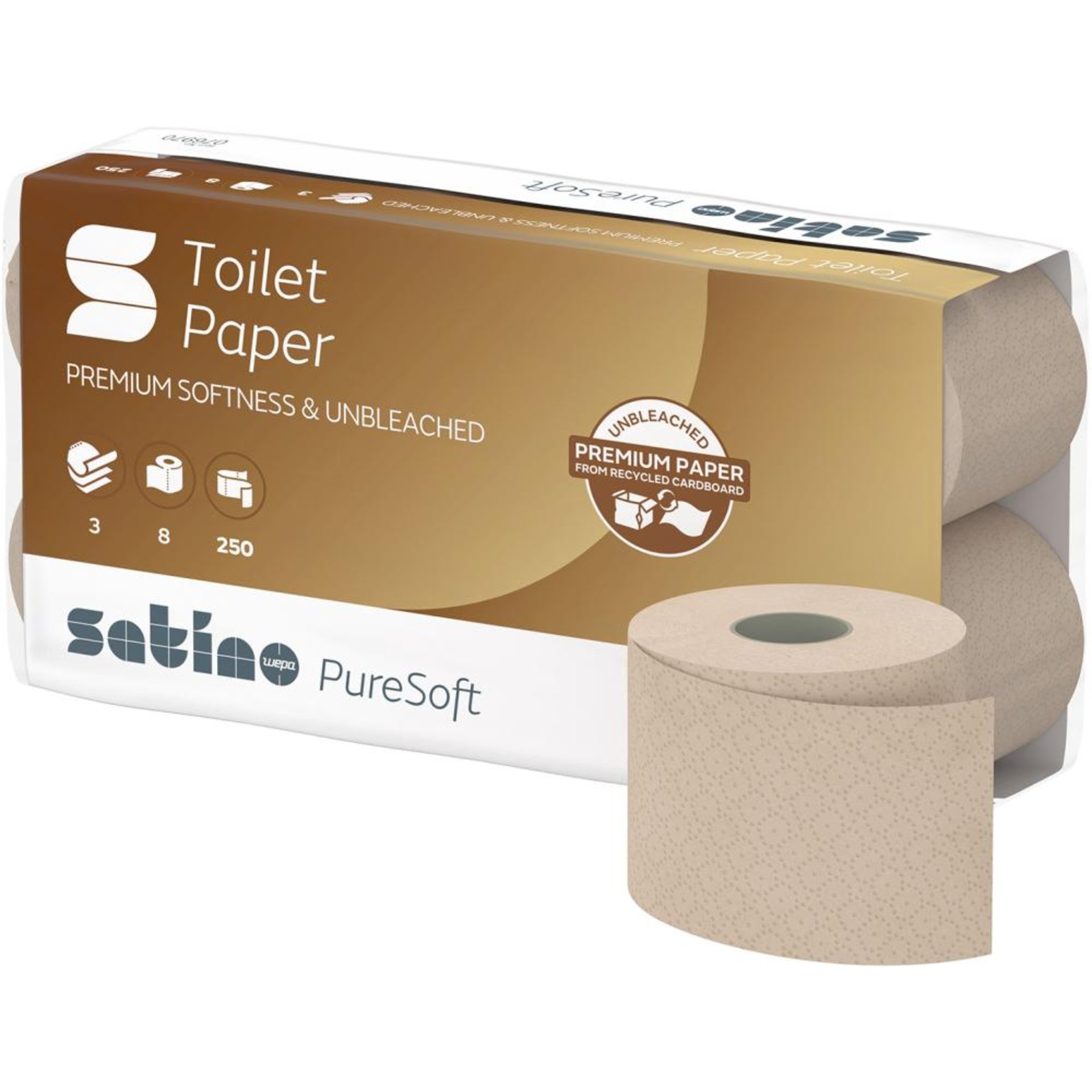 Satino PureSoft Toilettenpapier Kleinrollen 3-lagig 250 Blatt