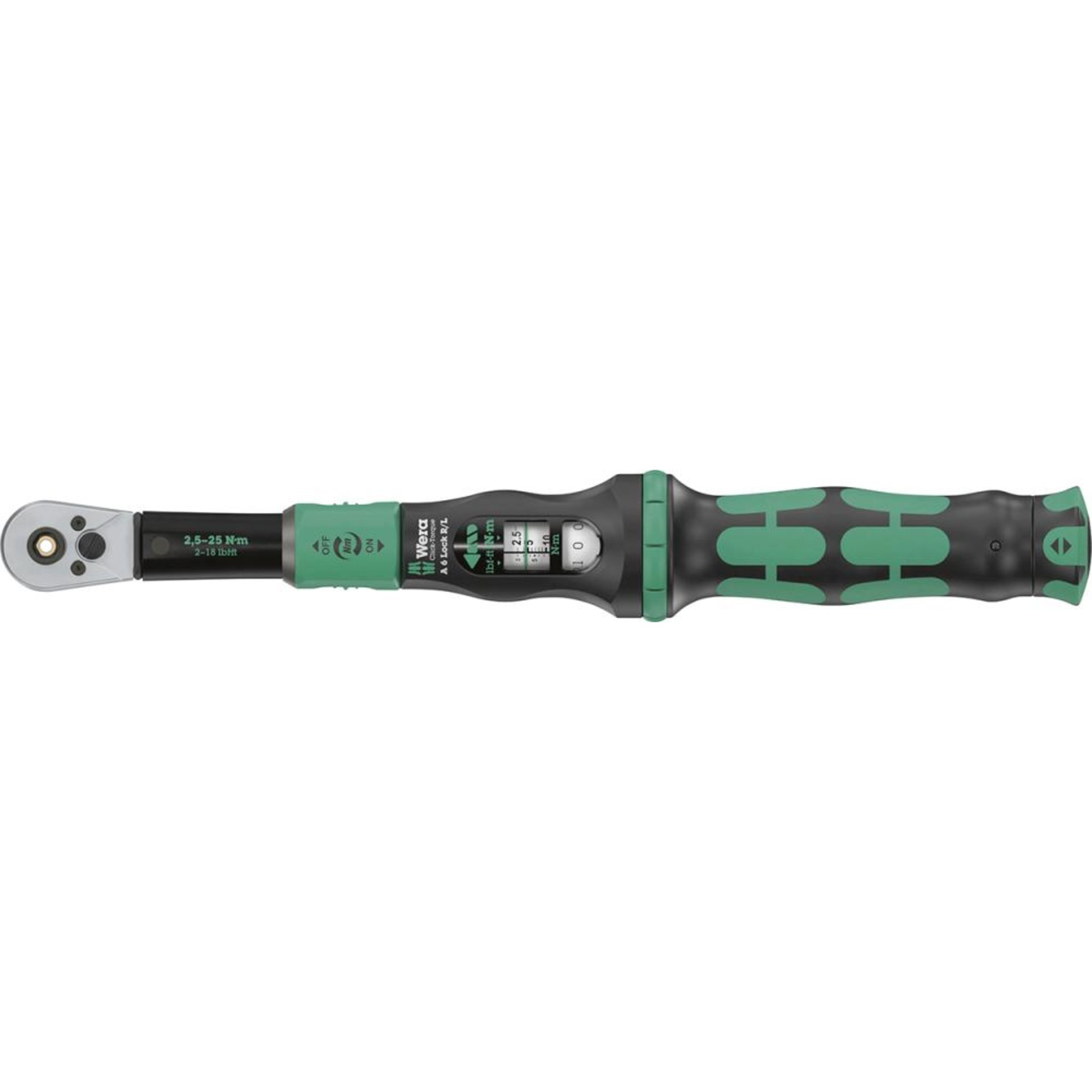 Drehmomentschlüssel Click-Torque Lock A6 R/L 2,5-25Nm 1/4" BitaufnahmeWera