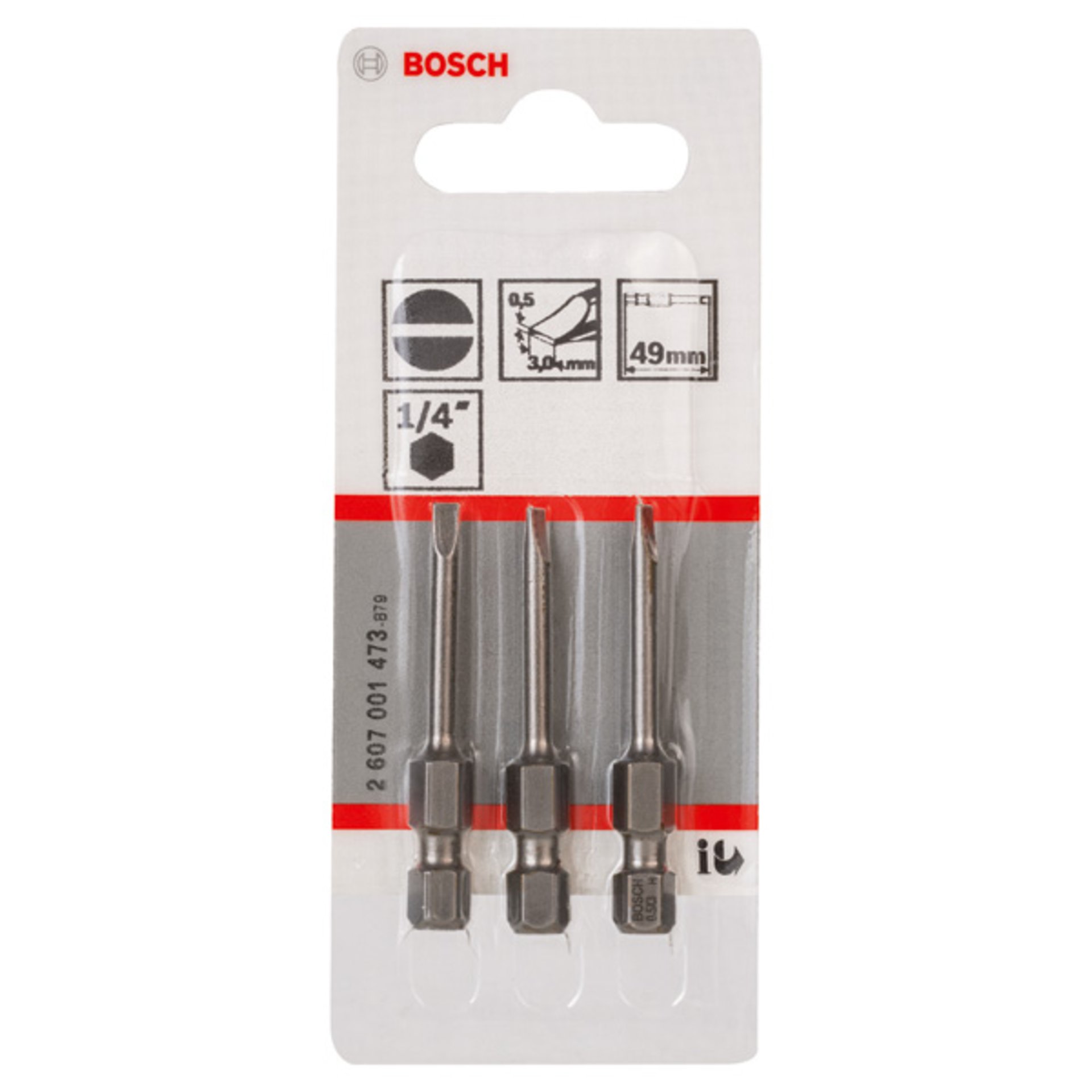 Schrauberbit Extra-Hart S 0,5 x 3,0, 49 mm, 3er-Pack