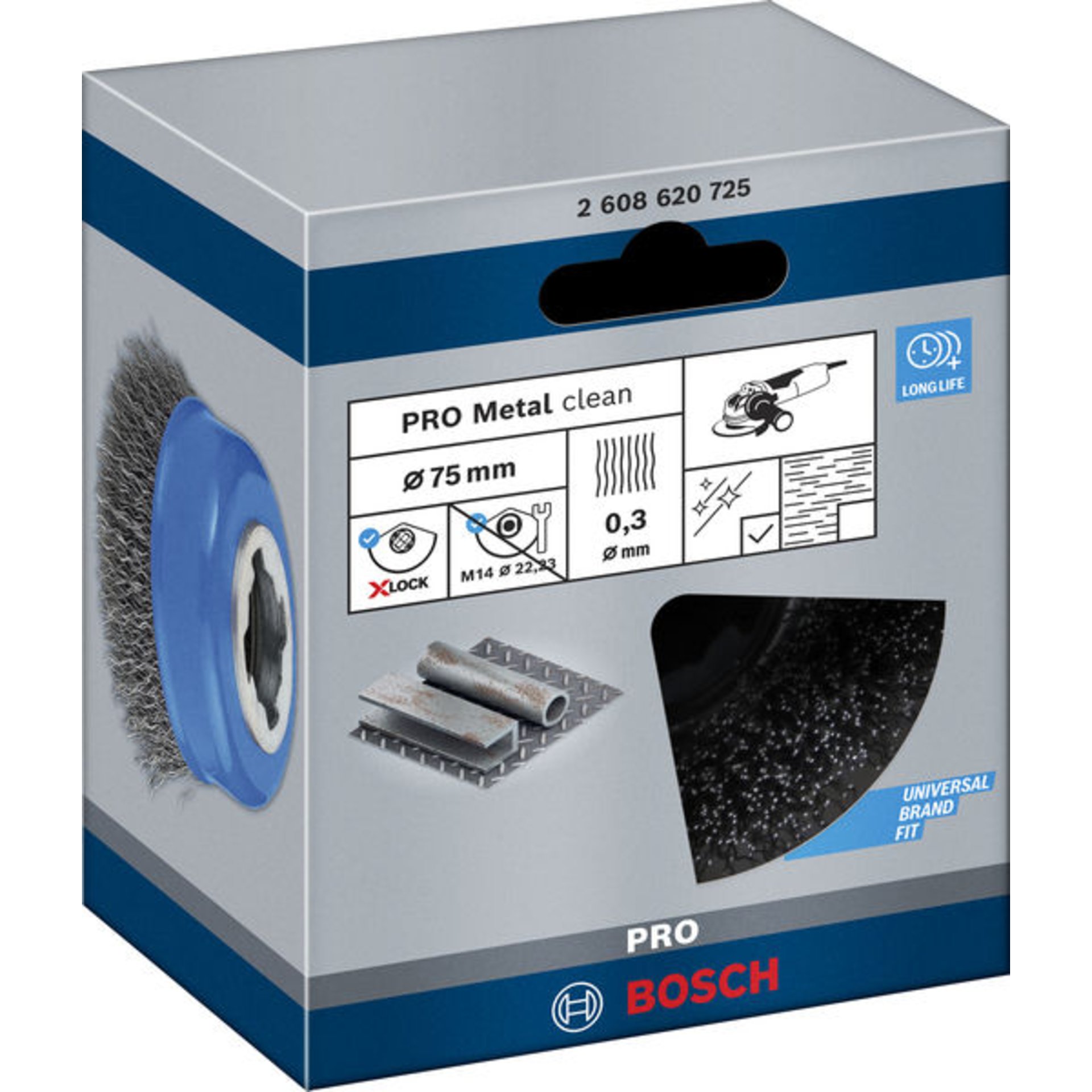 PRO Metal clean X-Lock Topfbürste, 75 x 0,3 mm