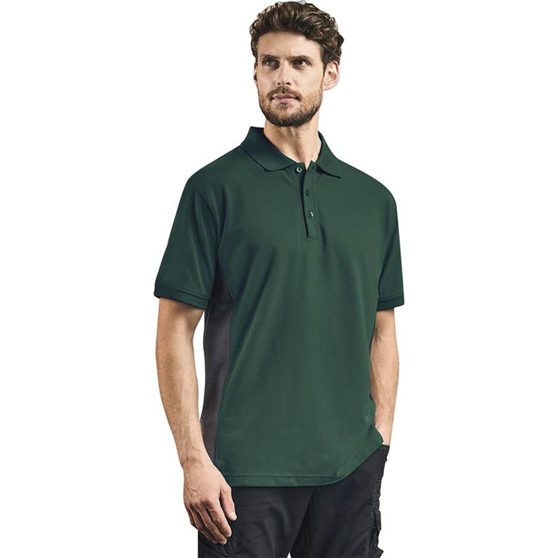 Contrast Polo-Shirt, grün/charcoal Gr. L Promodoro