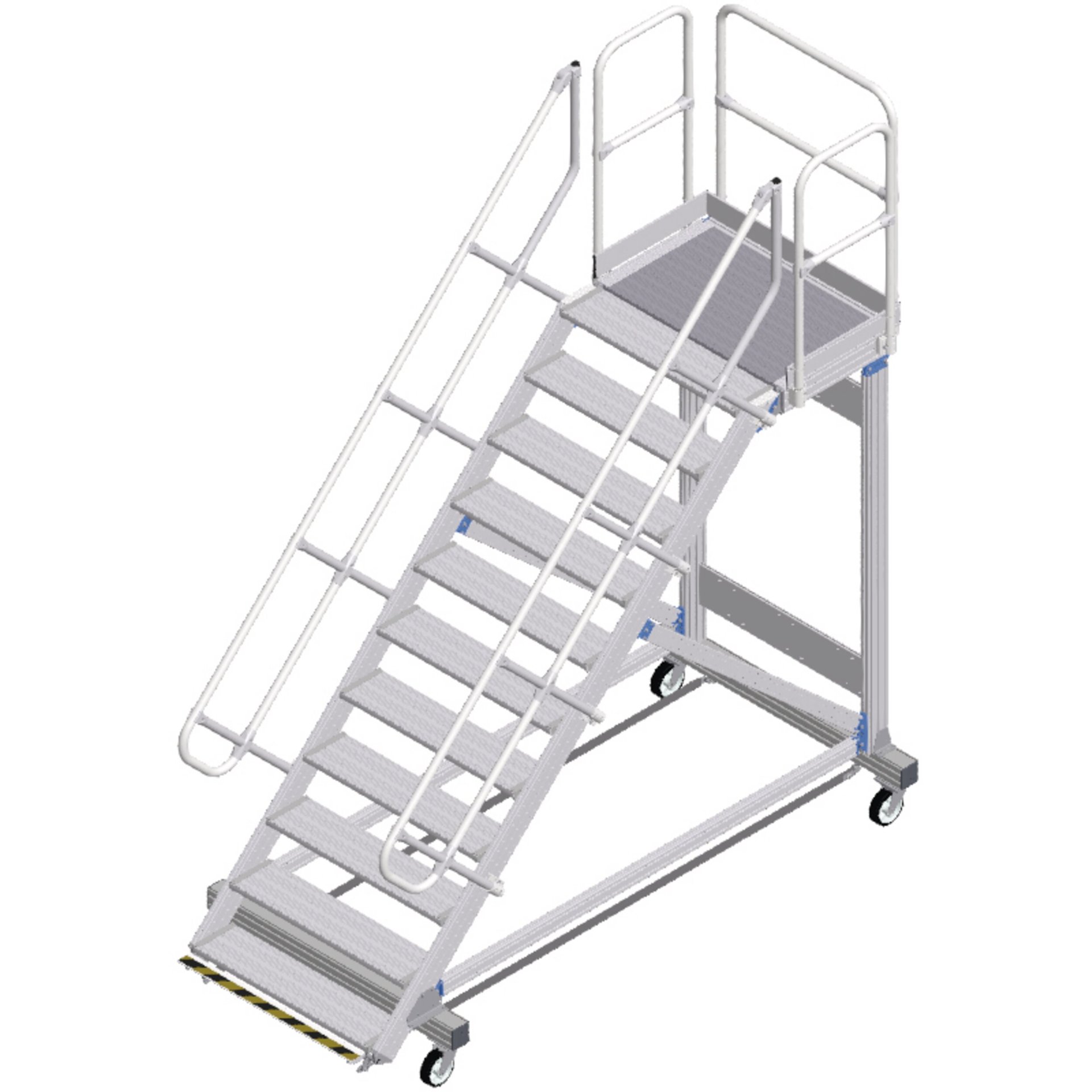 Plattformtreppe Ergo Stop 45° 11 Stufen, 1000 mm breit, Höhe 2,36 m