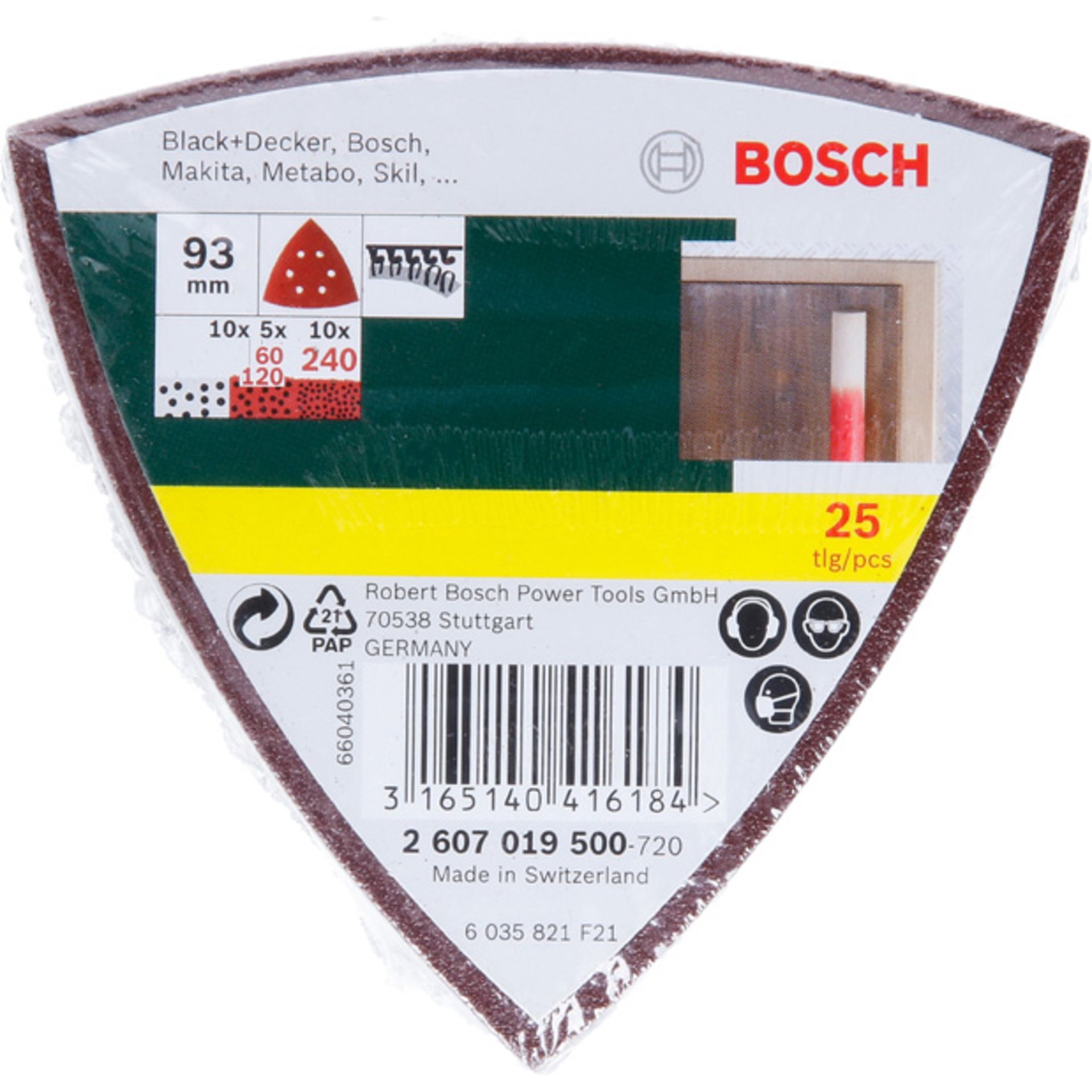 Schleifblatt-Set für Deltaschleifer, 93 mm, 60 - 240, 6 Löcher, 25er-Pack