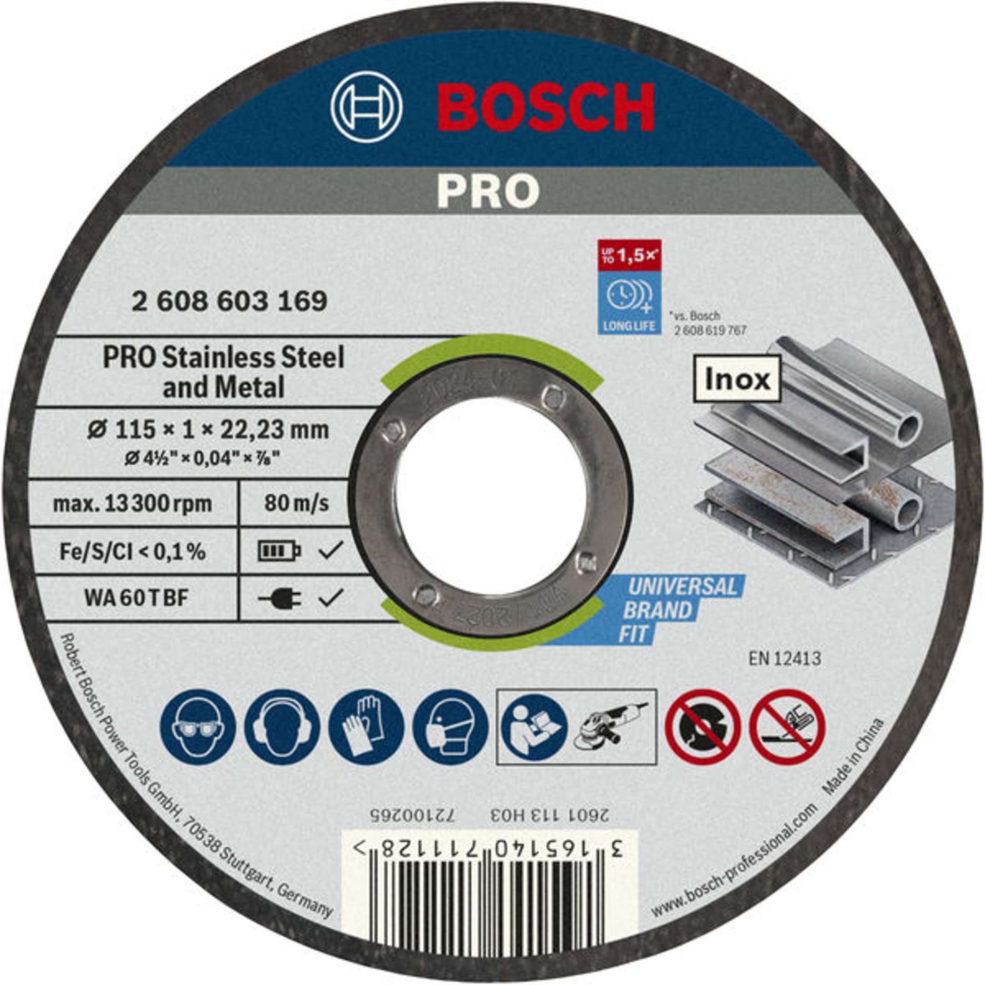 PRO Stainless Steel and Metal Trennscheibe, 115 x 1 x 22.23 mm, gerade