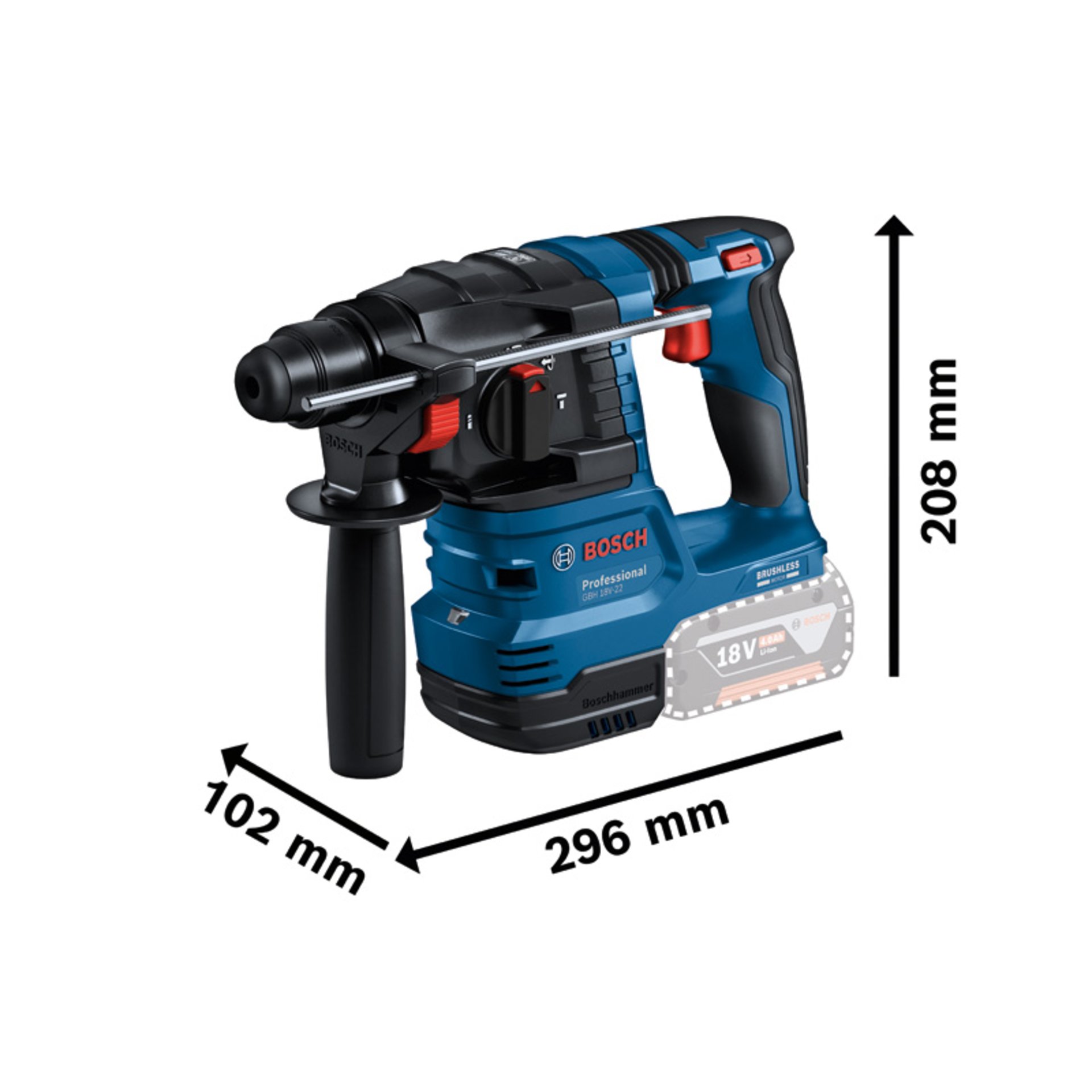 Akku-Bohrhammer mit SDS plus GBH 18V-22, 2 x Akku GBA 18V 4.0Ah in L-BOXX 136