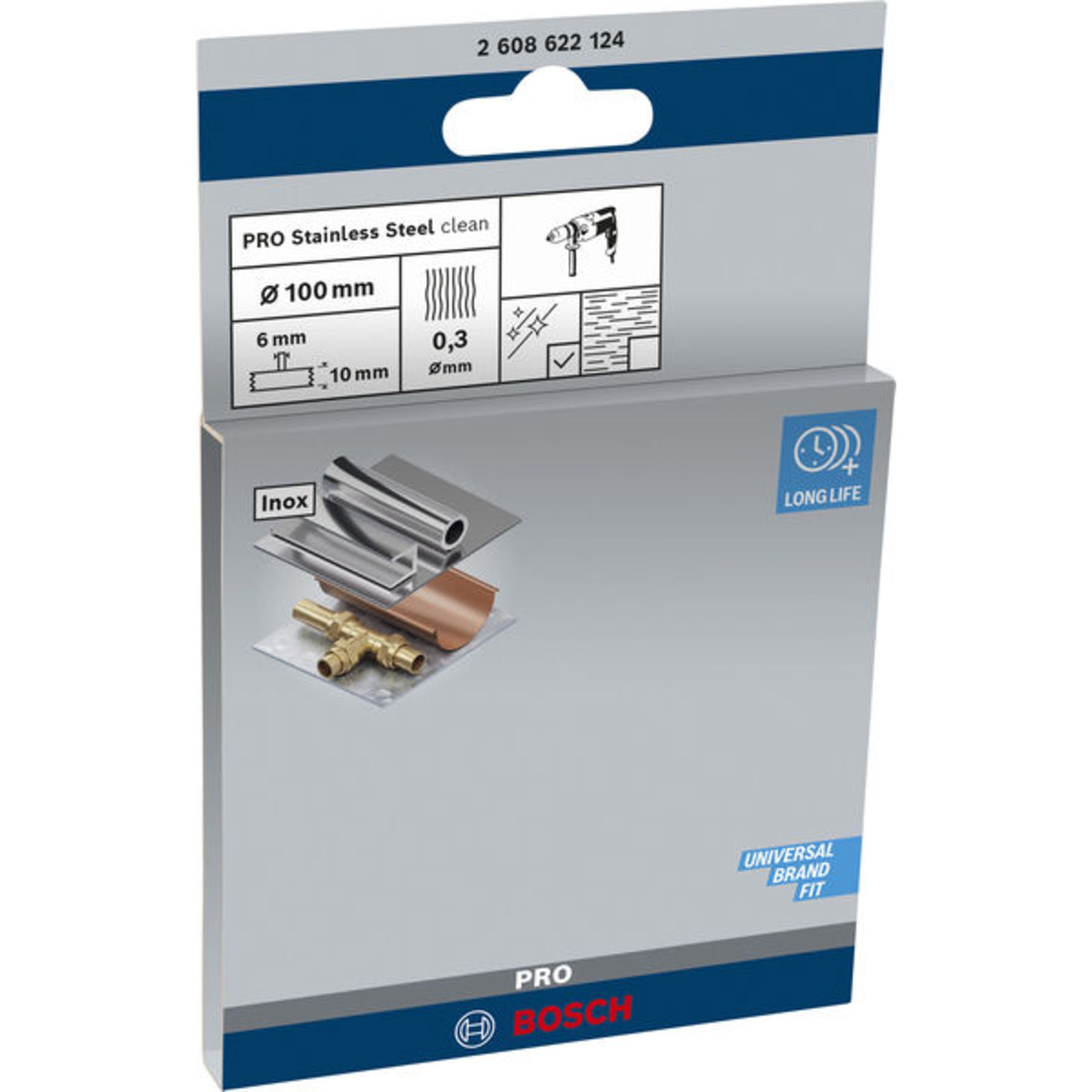 PRO Stainless Steel clean Scheibenbürste, gerader Schaft, 100 x 0,3 mm