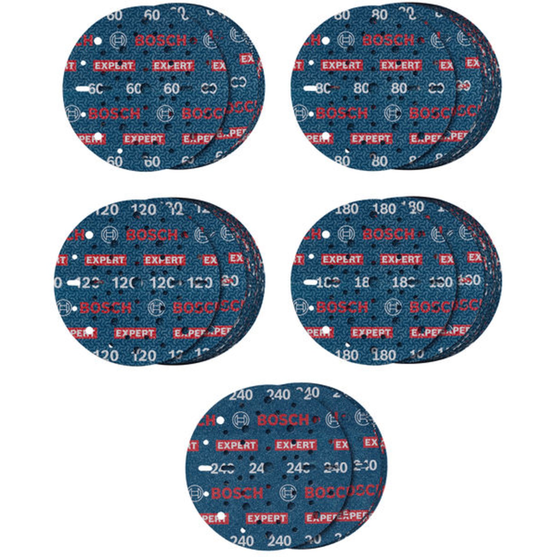 EXPERT O780 Foil Schleiffolien-Set, 150 mm, K60/K80/K120/K180/K240, 55-tlg.