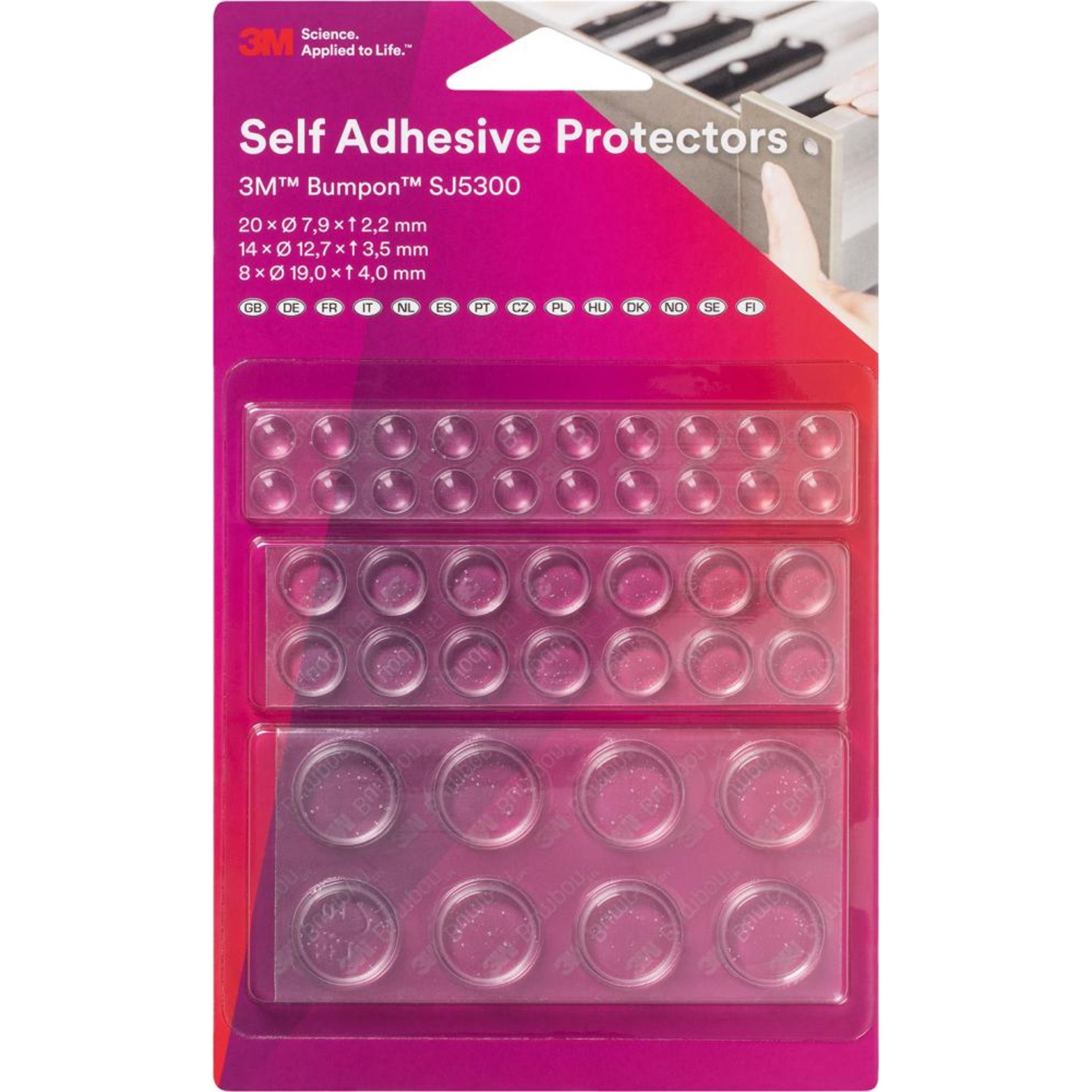 Bumpon Mini-Pack SJ5300BL Elastikpuffer drei größen Transparent