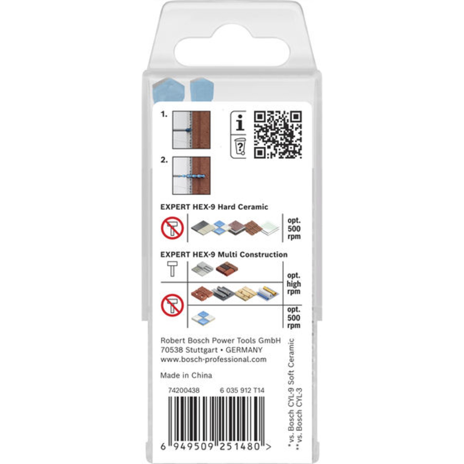 EXPERT HEX-9 Hard Ceramic und HEX-9 Multi Construction Bohrer-Set, 6/8 mm, 5tlg.