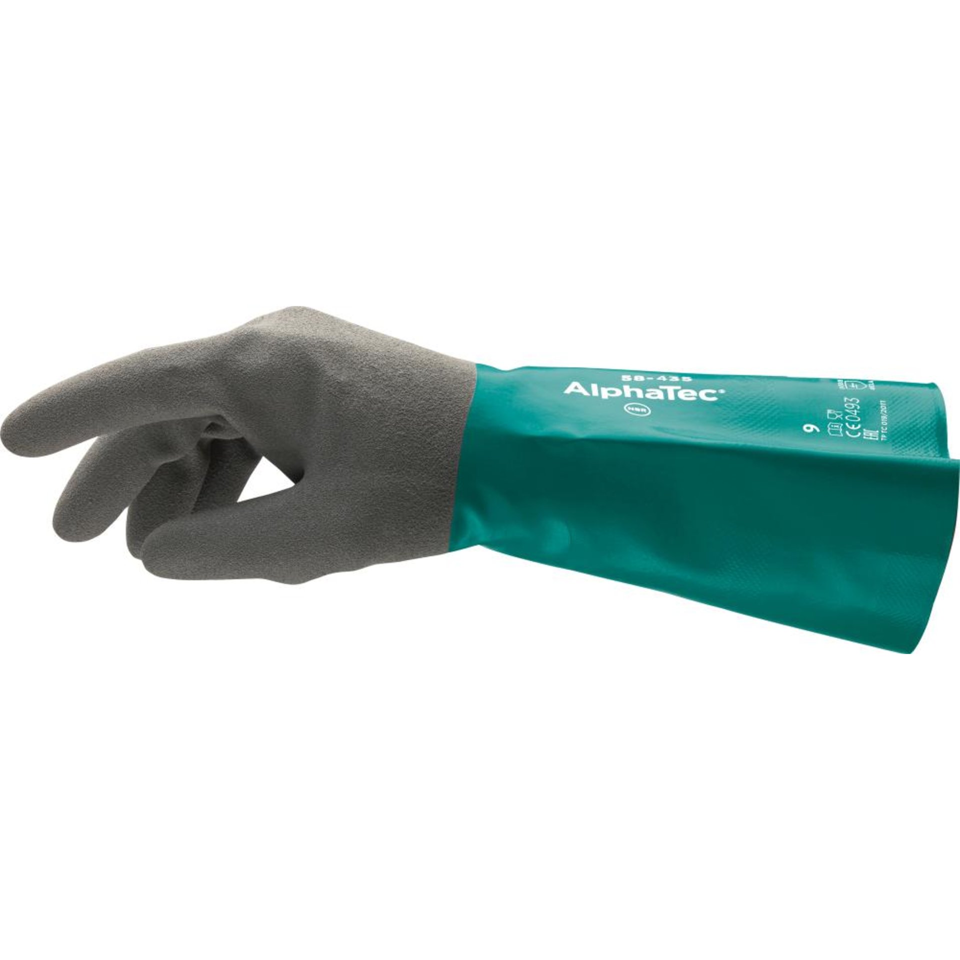Handsch. AlphaTec 58-435,Nitril, grün/grau, Gr. 10