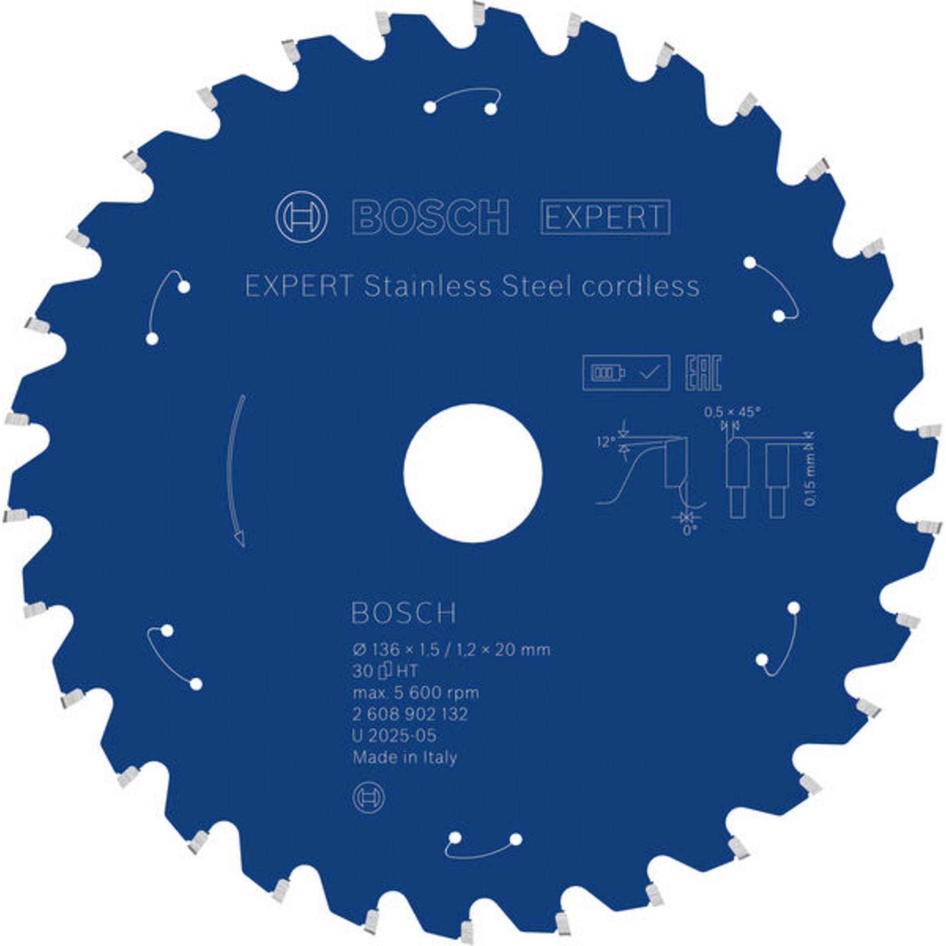 EXPERT Stainless Steel Kreissägeblatt, 136x20 mm, Z30
