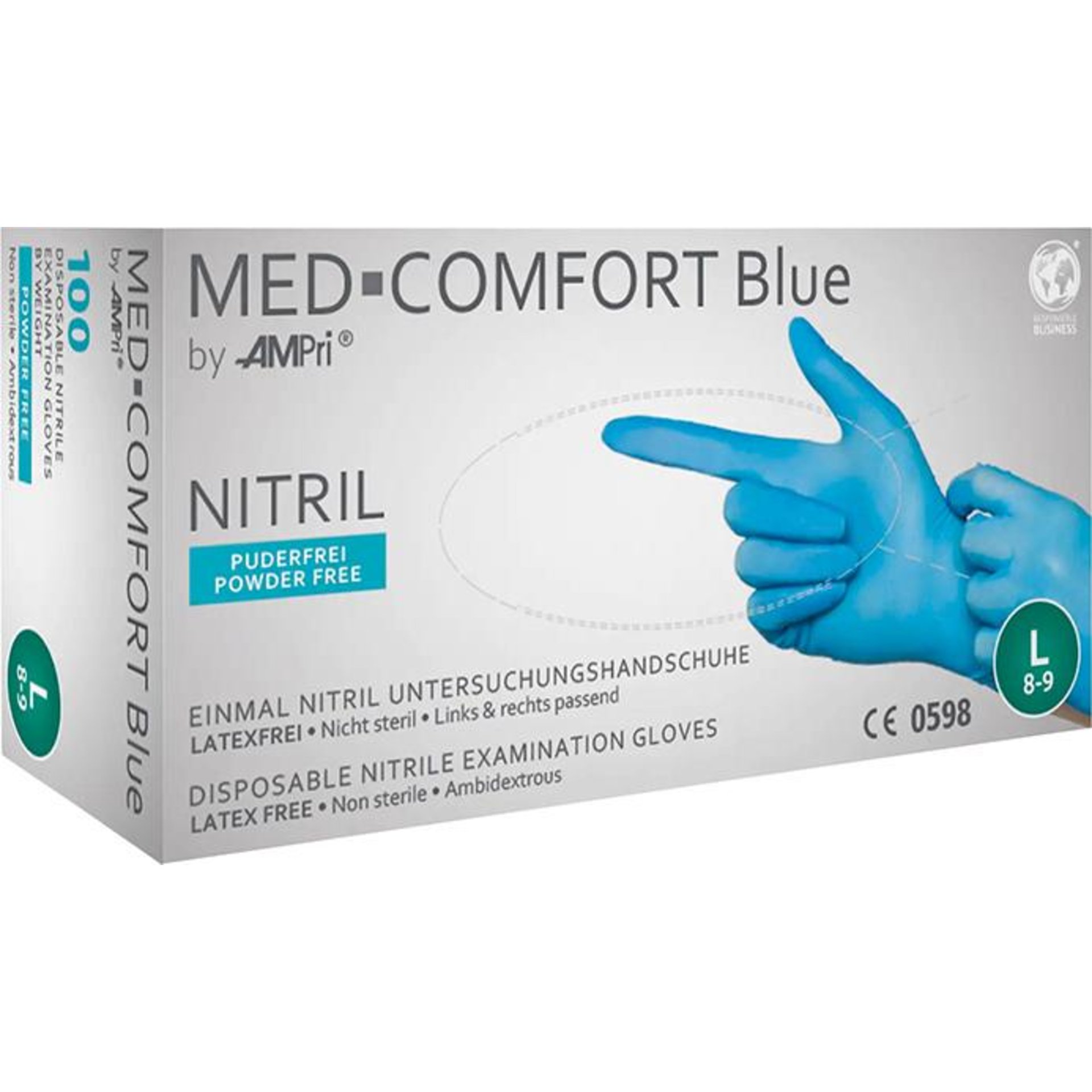 Einweghandschuhe Nitril, MED COMFORT BLUE, puderfrei, Gr.2XL