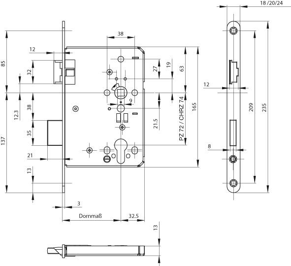 FH-Schl.,PZ65/72/9,24 rd.B-1206,m.W.DR,ER matt