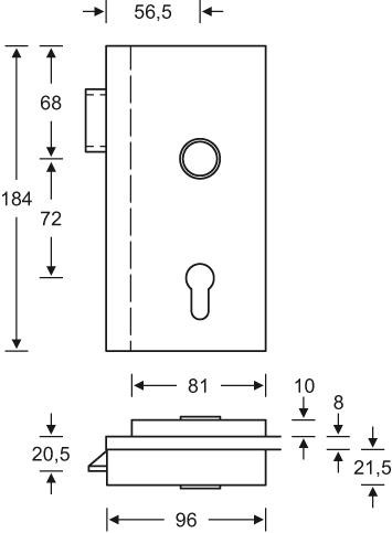 GLT-Beschlag,VK8,PZ,rs., 0 13 4220,eckig,F69