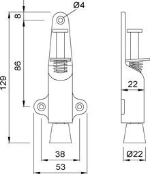 KWS 1024 Türfeststeller 25mm Hub, Stopfen grau