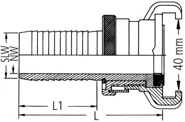 GEKA plus-Schlauchstück SH-K, MS, 3/4", 19mm, SB