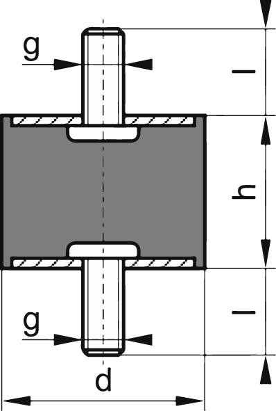 Gummi-Metall-Puffer Aus.A10 x 10mm M4x10