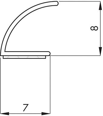 FF-Türanschlagdicht. 25m V-Dichtung 1024T selbstklSI nat, Br 7mm x H 8mm Silikon