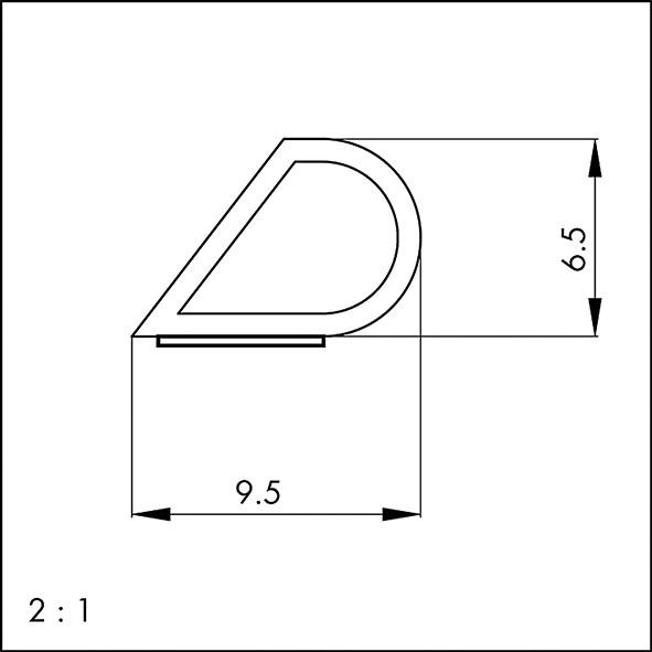 FF-Türanschlagdicht. 25m Tropfendicht.232 selbstklSI sw, Br 9,5mm x H 6,5mmSilikon