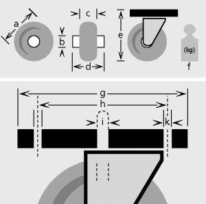 Lenkrolle 75mm,A301 Rückenloch,Gummirad,GL A301.A80.075